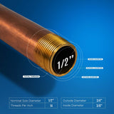 Supply Giant OQCS1212 1/2 inch Long Brass Nipple Pipe Fitting with 1/2" Nominal Diameter and NPT Ends
