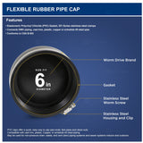 Supply Giant 3982x2 Flexible PVC Pipe Cap with Stainless Steel Clamps 6 inch Black (Pack of 2)