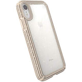 Speck Products Presidio V-Grip iPhone XR Case, Clear with Gold Glitter/Calfskin Brown (120253-7730)