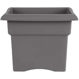 Bloem Veranda Deck Box Planter Square (VER18908), Charcoal Gray, 18"