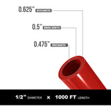 Supply Giant QGS-S121000 PEX Tubing, Oxygen Barrier for Hydronic Radiant Floor Heating Systems 1/2 in. x 1000 Feet, RED, 1/2 Inch