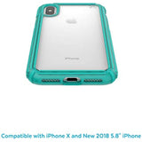 Speck Products Presidio V-Grip iPhone Xs/iPhone X Case, Clear/Caribbean Blue (120256-7731)