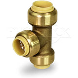 Supply Giant VQFU341212 2 Reducing Tee Pipe Fittings Push to Connect Pex Copper, CPVC, 3/4 x 1/2 x 1/2 Inch, Brass