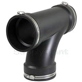 Supply Giant 6I7J Flexible Tee Coupling with Stainless Steel Clamps, 4", Black