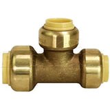 Supply Giant VQFU341212 2 Reducing Tee Pipe Fittings Push to Connect Pex Copper, CPVC, 3/4 x 1/2 x 1/2 Inch, Brass