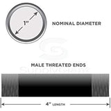 Supply Giant Everflow Supplies NRLB1004 4" Long Black Left/Right Steel Nipple Pipe Fitting with 1" Nominal Size Diameter, OSMC3006