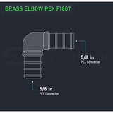Supply Giant QYMO0058-OM x PEX 90 Degree Elbow Barb Pipe Fitting 5/8" Brass, 5/8 Inch