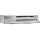 Broan-NuTone F403604 36-inch Under-Cabinet 4-Way Convertible Range Hood with 2-Speed Exhaust Fan and Light, 230 Max Blower CFM, Stainless Steel