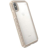 Speck Products iPresidio V-Grip iPhone Xs/iPhone X Case, Clear with Gold Glitter/Calfskin Brown