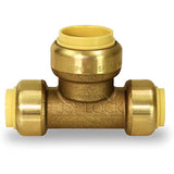 Supply Giant VQFU341212 2 Reducing Tee Pipe Fittings Push to Connect Pex Copper, CPVC, 3/4 x 1/2 x 1/2 Inch, Brass
