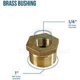 Supply Giant CSCV1000 1 in. Male X 1/4 in. Female NPT Lead Free Bushing, Fitting with Hexagonal Head, Brass Construction, Higher Corrosion Resistance Economical & Easy to Install, 19