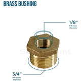 Supply Giant CSCV0340 3/4'' Male x 1/8'' Inch Female NPT Lead Free Bushing, Fitting with Hexagonal Head, Brass Construction, Higher Corrosion Resistance Economical & Easy to Install, 19 (Twо Pаck)