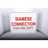 Supply Giant TJHO#9 Fire Safety Sign Siamese Connection for Fire Dept, Heavy Duty Aluminum, 10 in. x 12 in.