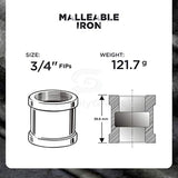 Supply Giant CNMS0056 3/4"" Black Malleable Iron Straight Left/Right Coupling"