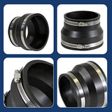 Supply Giant 6I89 Flexible Rubber Coupling with Stainless Steel Clamps, 4" Cast Iron / PVC x 4" Clay, Black