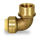 Supply Giant VQGF1 Pushlock 1 Inch Long x Female Elbow for Push Fittings, Made with Lead Free DZR Forged Brass, Connects PEX, CPVC and Copper, Pre-Lubricated Quick Installation, 1"