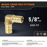 Supply Giant QYMO0058-OM x PEX 90 Degree Elbow Barb Pipe Fitting 5/8" Brass, 5/8 Inch