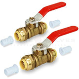 Supply Giant VQCW12-2 Full Port fit Ball Valve Water Shut Off Push to Connect PEX,Copper, CPVC, 1/2 Inch, Brass Pack of 2, 1/2