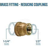 Supply Giant CSSD1141 1-1/4'' x 3/4'' Lead Free Reducing Coupling with Female National Pipe Taper Threaded Ends Brass Construction Higher Corrosion Resistance, Economical & Easy to Install, 20