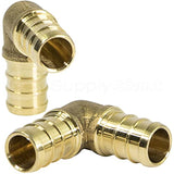 Supply Giant QYMO0058-OM x PEX 90 Degree Elbow Barb Pipe Fitting 5/8" Brass, 5/8 Inch