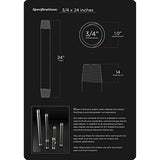 Supply Giant 3/4 Inch x 24 Inch Black Steel Pipe, Threaded Three Quarter Inch Malleable Fitting Build DIY Vintage Furniture, (Pack Of 5)