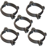 HIGHCRAFT HINGB-04-5 Industrial Decor Hinged Split Ring Pipe Hanger 4 in. Malleable Iron, with 7/8 in. Threaded Rod Fitting, Vintage Mounting Bracket for Tubing, Shower Curtain, Tiki Torch (5 Pack)