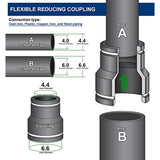 Supply Giant 6I5Ix2 Flexible Pvc Reducing Coupling with Stainless Steel Clamps 6 x 4 inch Black (pack of 2), 6 x 4