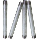 Supply Giant OQHM1211-4 Steel Nipple Pipe, Pack Of 4, Galvanized, 1/2" x 11"