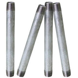Supply Giant OQHM3810-4 Pre Cut Industrial Steel Nipple, Malleable Connectors, Used To Build Vintage Furniture, Threaded Pipes and Fittings, 3/8'' x 10", Galvanized (Pack of 4), 3/8" x 10", 4 Pack