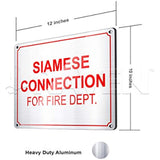 Supply Giant TJHO#9 Fire Safety Sign Siamese Connection for Fire Dept, Heavy Duty Aluminum, 10 in. x 12 in.