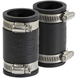Supply Giant 6I44x2 Flexible Pvc Coupling with Stainless Steel Clamps for pipe size 1 inch Black (pack of 2) Inner Diameter 1.3 Inches