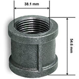 SUPPLY GIANT CNDQM112 Straight Malleable Iron Coupling With Black Coating And With Banded Ends, 1-1/2