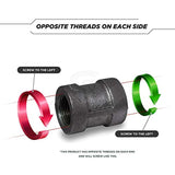 Supply Giant CNMS0034 1/2"" Black Malleable Iron Straight Left/Right Coupling"