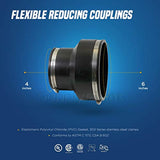 Supply Giant 6I5I Flexible Pvc Reducing Coupling with Stainless Steel Clamps, 6 x 4 Inch, Black, 6 x 4