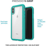 Speck Products Presidio V-Grip iPhone Xs/iPhone X Case, Clear/Caribbean Blue (120256-7731)