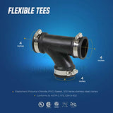 Supply Giant 6I7J Flexible Tee Coupling with Stainless Steel Clamps, 4", Black