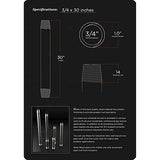 Supply Giant 3/4 Inch x 30 Inch Black Steel Pipe, Threaded Three Quarter Inch Malleable Fitting Build DIY Vintage Furniture, (Pack Of 5)