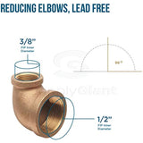 Supply Giant CSSM0122 1/2 x 3/8''-Inch Lead Free 90-Degree Reducing Elbow with Female Threaded Ends, Brass Construction, Higher Corrosion Resistance Economical & Easy to Install, 5