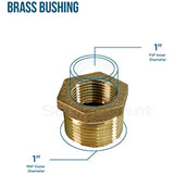 Supply Giant CSCV1142 1-1/4'' Male x 1 Inch Female NPT Lead Free Bushing, Fitting with Hexagonal Head, Brass Construction, Higher Corrosion Resistance Economical & Easy to Install, 19