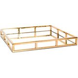 Elegant Mirror Vanity Tray, Gold Perfume Tray with Side Rails Ideal for Makeup, Jewelry and Bathroom Counter - Square Mirrored Tray Makes A Great Gift - 16 Inch