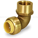 Supply Giant VQGF1 Pushlock 1 Inch Long x Female Elbow for Push Fittings, Made with Lead Free DZR Forged Brass, Connects PEX, CPVC and Copper, Pre-Lubricated Quick Installation, 1"