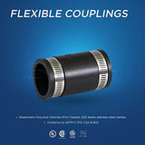 Supply Giant 6I45 Flexible Pvc Coupling with Stainless Steel Clamps, 1-1/4", Black
