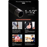 Supply Giant QDCM1560 60" Long Pre-Cut Black Steel Pipe with 1-1/2" Nominal Size Diameter