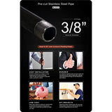 Supply Giant 3/8 Inch Black Pipe, Threaded Three Eight Inch Malleable Steel Pipes Fitting Build DIY Vintage Furniture, 3/8" x 60" (Pack Of 5)