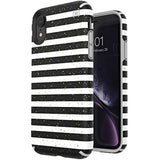 Speck Presidio Inked iPhone XR Case, Stripe Gold Specks/Marble Grey, 132093-8902, Gray