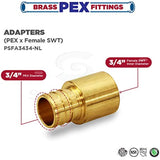 Supply Giant QTGB3434-5 Female Sweat Copper Adapter X Pex Barb Pipe Fitting, 3/4'' x 3/4'', Brass, 5 pack
