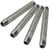 Supply Giant OQHM3810-4 Pre Cut Industrial Steel Nipple, Malleable Connectors, Used To Build Vintage Furniture, Threaded Pipes and Fittings, 3/8'' x 10", Galvanized (Pack of 4), 3/8" x 10", 4 Pack