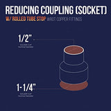 Supply Giant DDSD1145 Reducing Copper Coupling With Sweat Sockets And With Rolled Tube Stop, 1-1/4 X 1/2 Inch