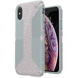 Speck Products Presidio Grip + Glitter iPhone Xs/iPhone X Case, Whitestone Grey Glitter/Blue (131550-8537)