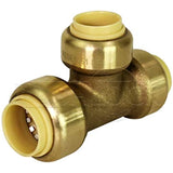 Supply Giant VQFU341212 2 Reducing Tee Pipe Fittings Push to Connect Pex Copper, CPVC, 3/4 x 1/2 x 1/2 Inch, Brass